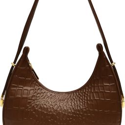 Brown Women Clutch Stylish Croc Textured Faux Leather Shoulder Bag for Womens-image-128