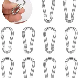 10X D Ring Shape Carabiner Spring Snap Key Chain Clip Hook Outdoor Buckle Carabiner-image-89