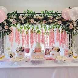 Wisteria Hanging Garland Silk Long Hanging Flower Home Party Wedding DecorB-Pink Pink, Green Westeria Artificial Flower-image-77
