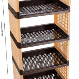 sorath Rectangular 5 Layer Multipurpose Shelf Stand Basket Rack Trolley Plastic Kitchen Trolley image 3