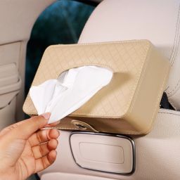 Car Sun Visor Tissue Box Paper Napkin Holder - Pack of 1 (Beige Rectangle) Vehicle Tissue Dispenser-image-7