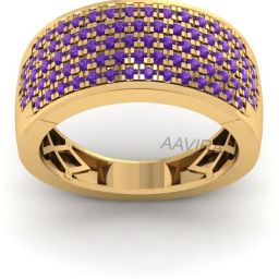 Purple Amethyst Mens Ring Silver Ring-image-2