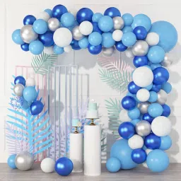 Printed Decoration 62Pcs Blue White Silver Latex Ballons for Birthday Anniversary shower Balloon-22