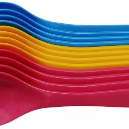 Food Grade Plastic Premium Quality Multicolour Spoon Set of 12 Piece for Baby Feeding- Plastic-12