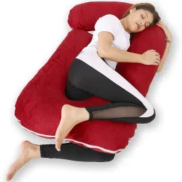 ultra soft j shaped pillow Microfibre, Polyester Fibre Solid Pregnancy Pillow Pack of 1-image-93