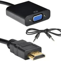 microware TV-out Cable HDMI to VGA Convertor with Sound (Black, For Computer) mmpl-hdmi to vga HDMI Connector-image-11