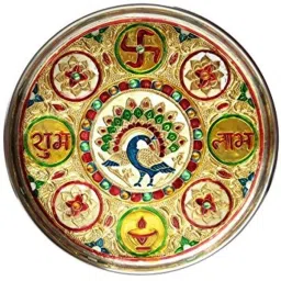 SV Meenakari 12 inch pooja thali Steel-image-35