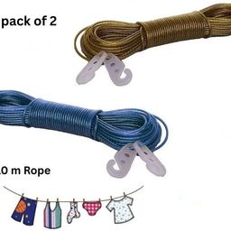 tedred 2PCS PVC Clothesline with 2 Plastic Hooks Retractable Rope Plastic, Steel Retractable Clothesline-picture-1