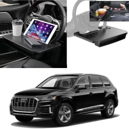 FT-06 Dual purpose Car Steering Wheel Rack desk For Audi Q7 (2018-2022) Cup Holder Tray Table-image-23