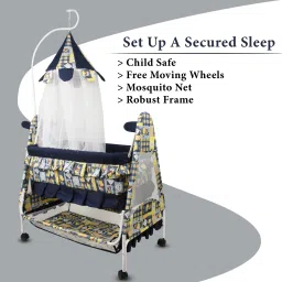 Cradle for kids cradle for baby boy and girl Cradle With Swing & Mosquito Net-8