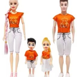 Doll Family Playset – 4 Dolls with Mom, Dad & Kids in Fun Dress-image-119
