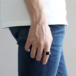 Vedansh Enterprises Stylish Silver Plated Black Onyx Ring Alloy Onyx Sterling Silver Plated Ring-image-3