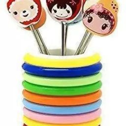 Cartoon Shaped Stainless Steel Fruit Fork Set with Round Stand Stainless Steel Fruit Fork Set-34