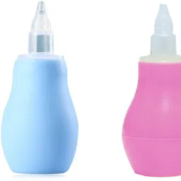 Baby Silicone Nose Cleaner Nasal Aspirator for Babies Pack of 2- Blue and Pink Manual Nasal Aspirator-13