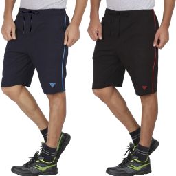 Pack of 2 Solid Men Blue, Black Casual Shorts-image-98