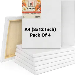 art street Primed 8x12 Inch Canvas with Wooden Frame for Acrylic and Oil Color Painting Cotton Medium Grain Pre Stretched Canvas (Set of 4)-picture-18