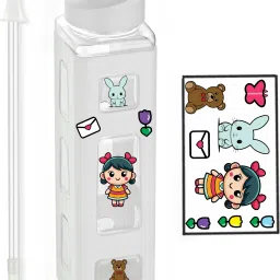 Stylish Kids School Bottle – Character Sticker with Sipper Straw 1000 ml Water Bottle-17