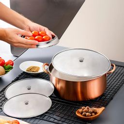 Multipurpose Stainless Steel Vessel Net Cover/Strainer, 8 Inch- Pack of 3(Silver 20 inch Lid-19