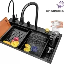 Kitchen Sink 30"x18"x9" Inch with Integrated Waterfall and Pull-down Faucet Rectangular Shaped (75x46x21 cm) Vessel Sink-image-62