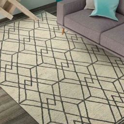 Ivory Geometric Wool 4 ft x 6 ft Hand Tufted Carpet by Saraswati Global-picture-33