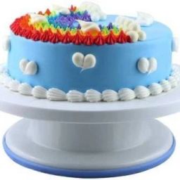 NEW CAKE STAND TABLE with Cake Decorating Revolving Turntable and White Round Rotating Revolving Cake Sugarcraft Turntable Decorating Stand Platform cake table Cake Pie Server (Multicolor) Plastic Cake Server-6