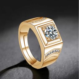 Limited Edition Adjustable Mens Rings Sterling Silver Swarovski Zirconia Gold Plated Ring-image-30
