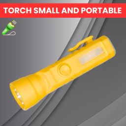 USB Rechargeable Torch with Ultra-Bright LED Front and Side Angle COBB LightY124 Torch-image-10
