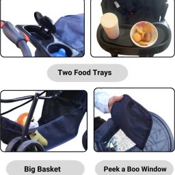 little pea One-Touch Fold, 3-Position Recline, 2 Food Tray, Spacious Seating Stroller image 5