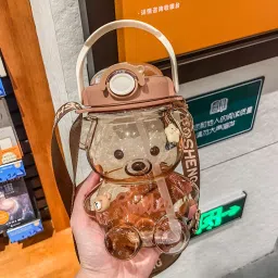 Cute Bear 1000ml Water Bottle|Sipper_kids_School_Boys_Girls|Anti-Spill Bottle 1000 ml Water Bottle-image-8
