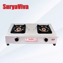 Super 2B Stainless Steel 2 Cast Iron Burner steel Gas Stove(Manual ,silver) Stainless Steel Manual Gas Stove-14
