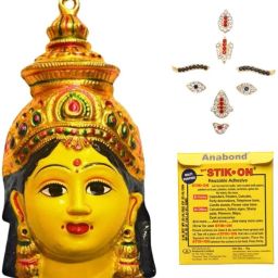 Varalakshmi Face Idol Ammavari Face with Varalakshmi Face Decoration Set Decorative Showpiece - 16.5 cm-image-45