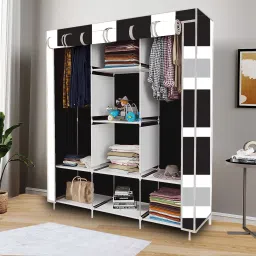 8 Shelf Foldable Collapsible Wardrobe Storage Organizer Almirah Cloth Rack PP Collapsible Wardrobe-image-40