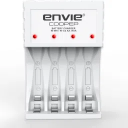 Envie Ultra Fast Charger ECR 20 MC | For AA & AAA Ni-mh Rechargeable Batteries | With LED Indicator | 600MA output current| Compatible with Power Banks | Car Charger | Laptop | Travel Adapter (White) (ECR 20 MC)Camera Battery Charger-5