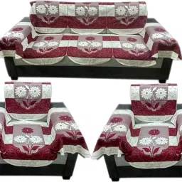 Cotton Floral 3+1+1 Seater Sofa Cover-picture-13