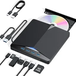 ALRITO 7 in 1 External CD/DVD Drive USB 3.0/Type C for PC Windows 7/8/10/11/Linux/MacOS External DVD Writer-21