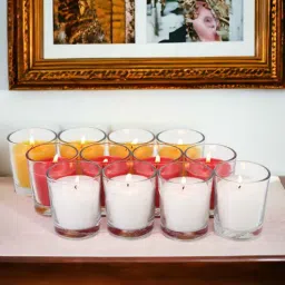hosley Unscented Clear Glass Filled Colored Votive Candles Pack of 12-picture-45