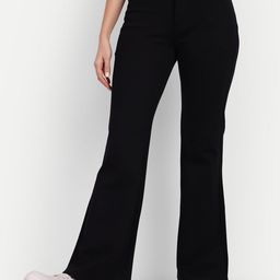 broadstar Women Flared Black Lycra Blend Trousers-picture-35