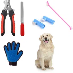 High Quality Multi Ultra Dog Grooming Gloves +Nail Clipper +Teeth Brush Cleaning Animal Massage Hair Removal Dog Grooming True Touch Shedding Brush Bath Gloves for Pet (Combo of 3) Fits All Grooming Gloves for Dog, Cat, Hamster-image-80