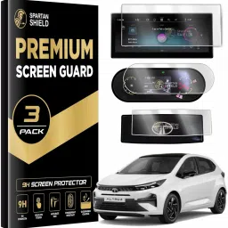 spartan shield Screen Guard for TATA ALTROZ 2025 [3 PACK] || CREATIVE | CREATIVE S || 10.25 Inch [Thin Corners] Infotainment + Smart Digital Steering + 4 inch Instrument Cluster Protector || Anti Scratch || All New TataAltroz Feel Special Edition Car Display Accessories [NOT TEMPERED GLASS]-46