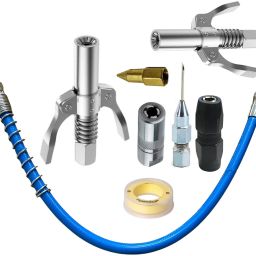 Grease Gun Coupler 2Pc With 4Pc Grease Gun Adaptor, 1Pc Teflon Tap, 15inch Pipe Manual Dispenser-18