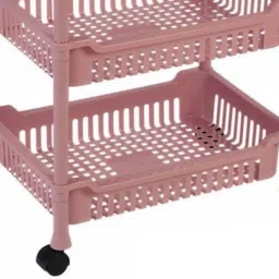 3d metro super store 4 Layer Plastic Rack With Caster Wheel Multipurpose Kitchen Storage Organizer PP Collapsible Wardrobe image 4