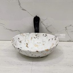 Art Wash Basin Countertop, Tabletop Ceramic Oval Bathroom Sink/Basin Wash Basin Oval Jelly Marble 14 * 10 * 4.5 inches Vessel Sink-image-54