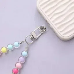 Mahitex Pastel Phone Charm Strap | Wrist Lanyard Colorful Acrylic Beads | Mobile Strap Phone Charm-13