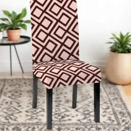 hotkei Beige Polycotton Geometric Printed 14x18 Inches Chair Covers (4 pieces)-picture-16