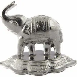 Pure Silver Hathi Idol for Puja (Small Elephant Upper soond) 1 pcs Decorative Showpiece - 2.8 cm-image-6