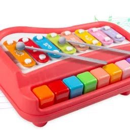 100% 2-in-1 Big Piano and Xylophone with 8 Colorful Keys | Includes 2 Sticks |-7