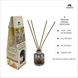 Ombre Reed Diffuser-100ml Sandalwood With 5 Natural Sticks. Ideal for Office Cabins, Home, Office, Brings Peace and Happiness . Diffuser image 3