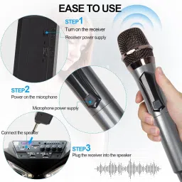 amg music UHF Wireless Karaoke Dynamic Mic Dual Microphone with Rechargeable Receiver Microphone image 4