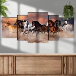 7 Horses Large Digital Reprint 18 inch x 42 inch Painting-image-80