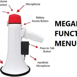 aimers Wireless Bluetooth Megaphone with Wired & Wireless Mic with Recorder,USB &Memory Card Input for Announcing;Talk;Record;Play;Siren;Music with Battery and Charger Indoor PA System image 3